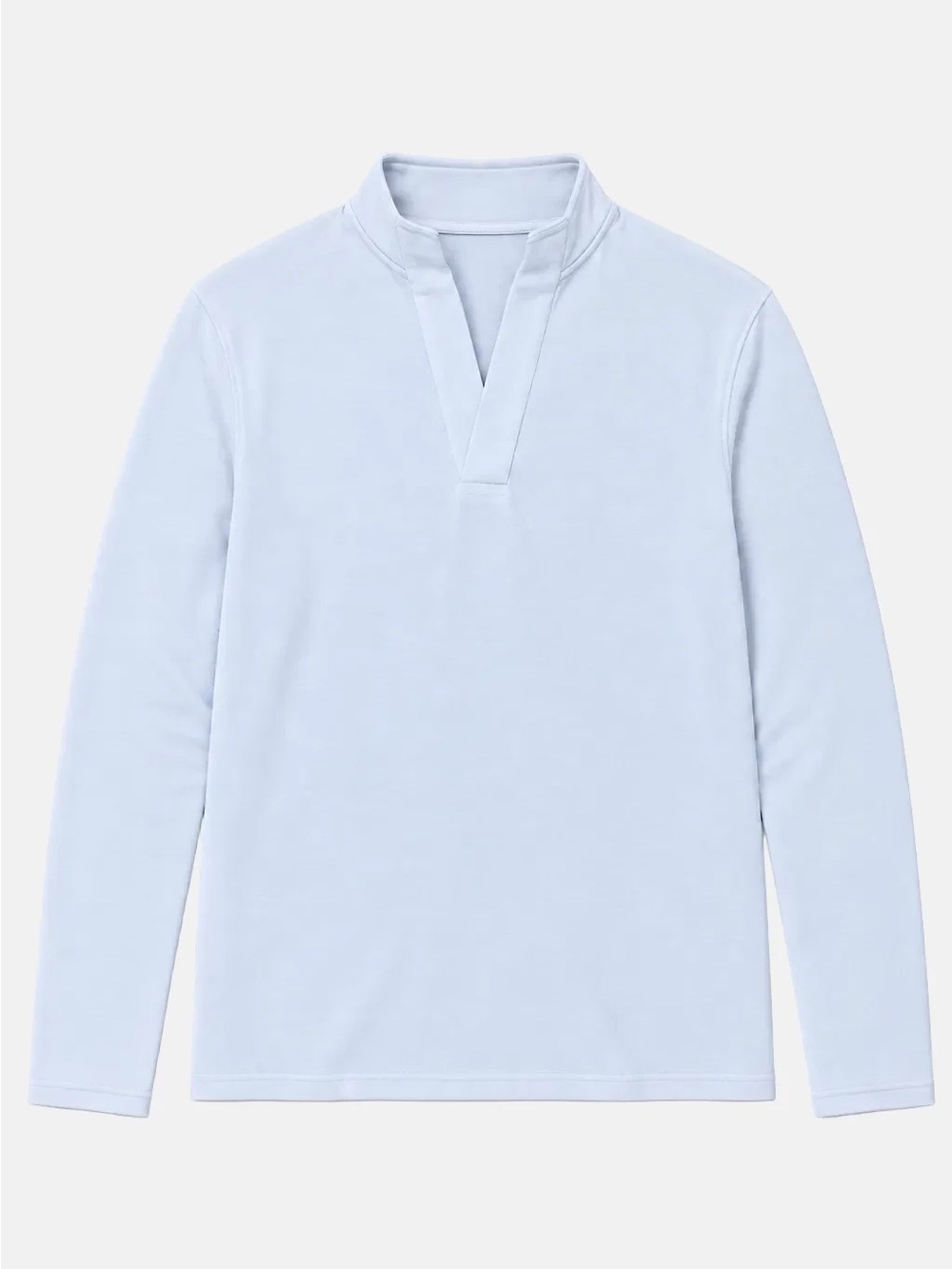 Light Blue Men's Long-Sleeve Henley collared sweatshirt